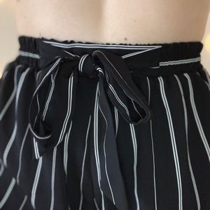 Black and White Striped Flowy Pants